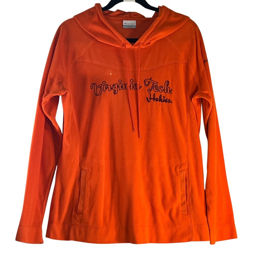 Columbia Virginia Tech Hokies Orange Fleece Hoodie Kangaroo Pocket Size XL